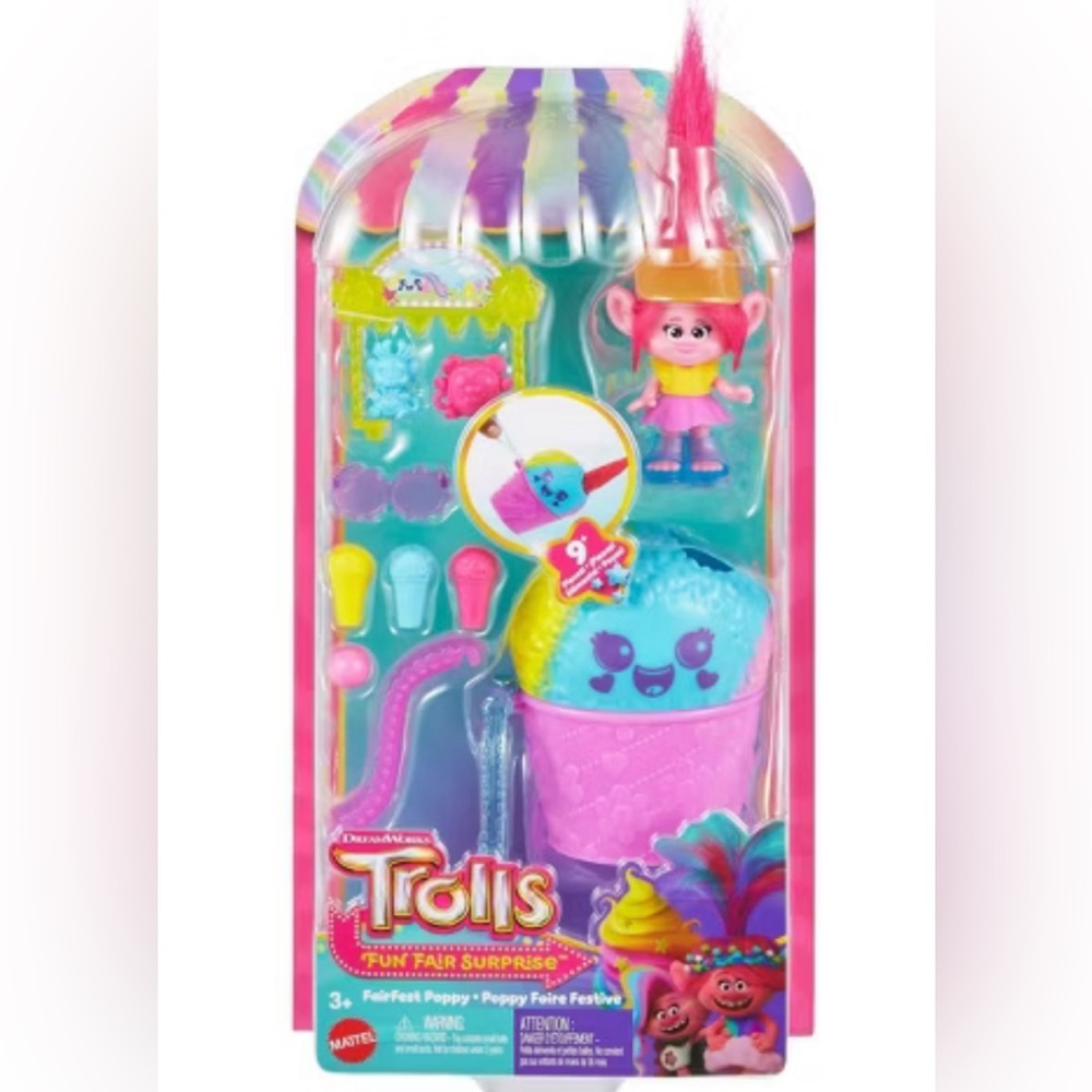 NEW| Trolls Fun Fair Surprise FairFest Queen Poppy Small Doll & 10 Accessories